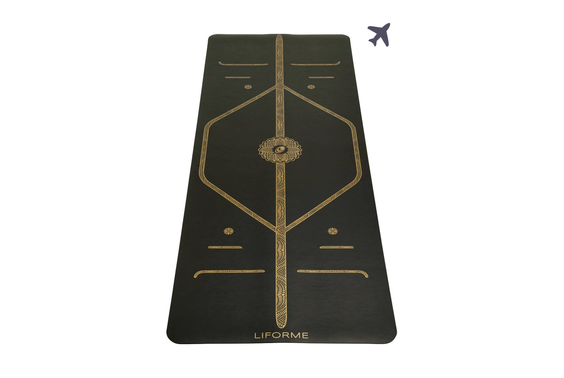 Liforme Black & Gold Travel Yoga Mat - Black/Gold
