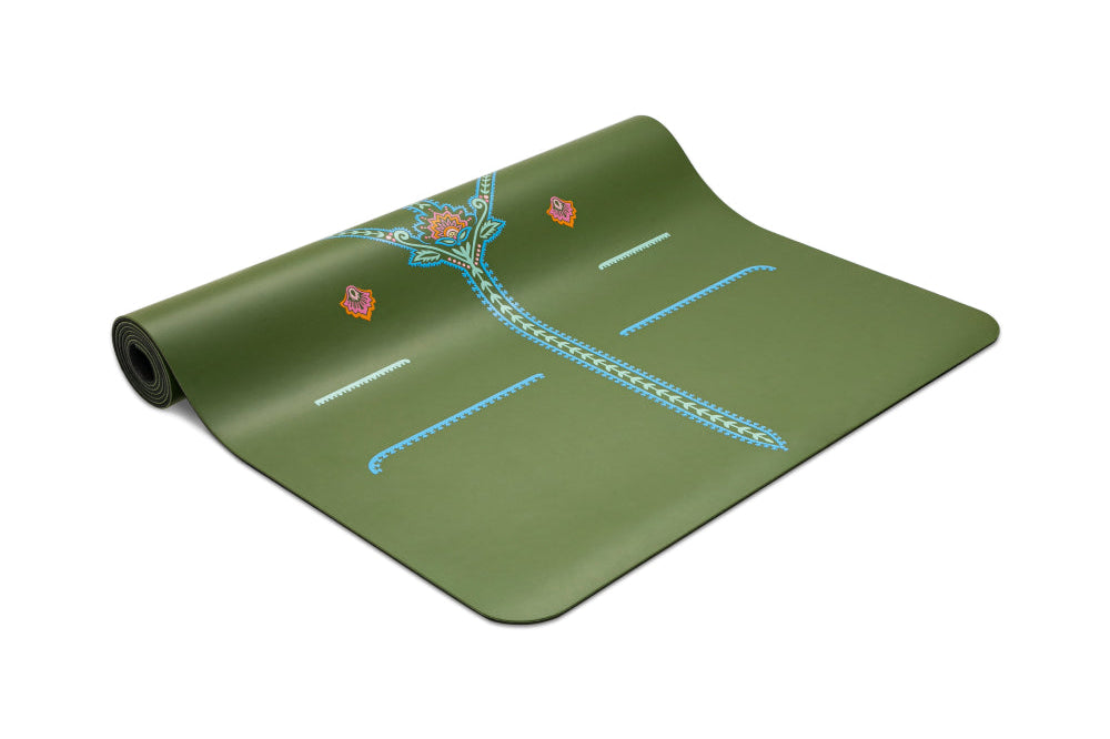 Liforme Mindful Garden Travel Yoga Mat - Olive/Floral image 5