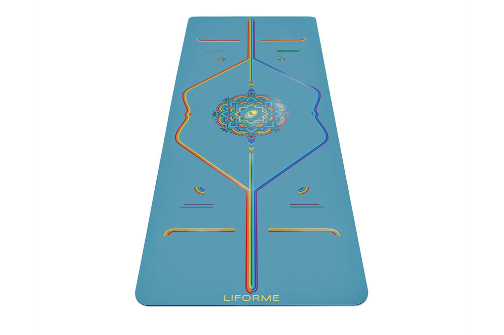 Liforme Blue Sky Rainbow Travel Mat - Blue/Rainbow image 9