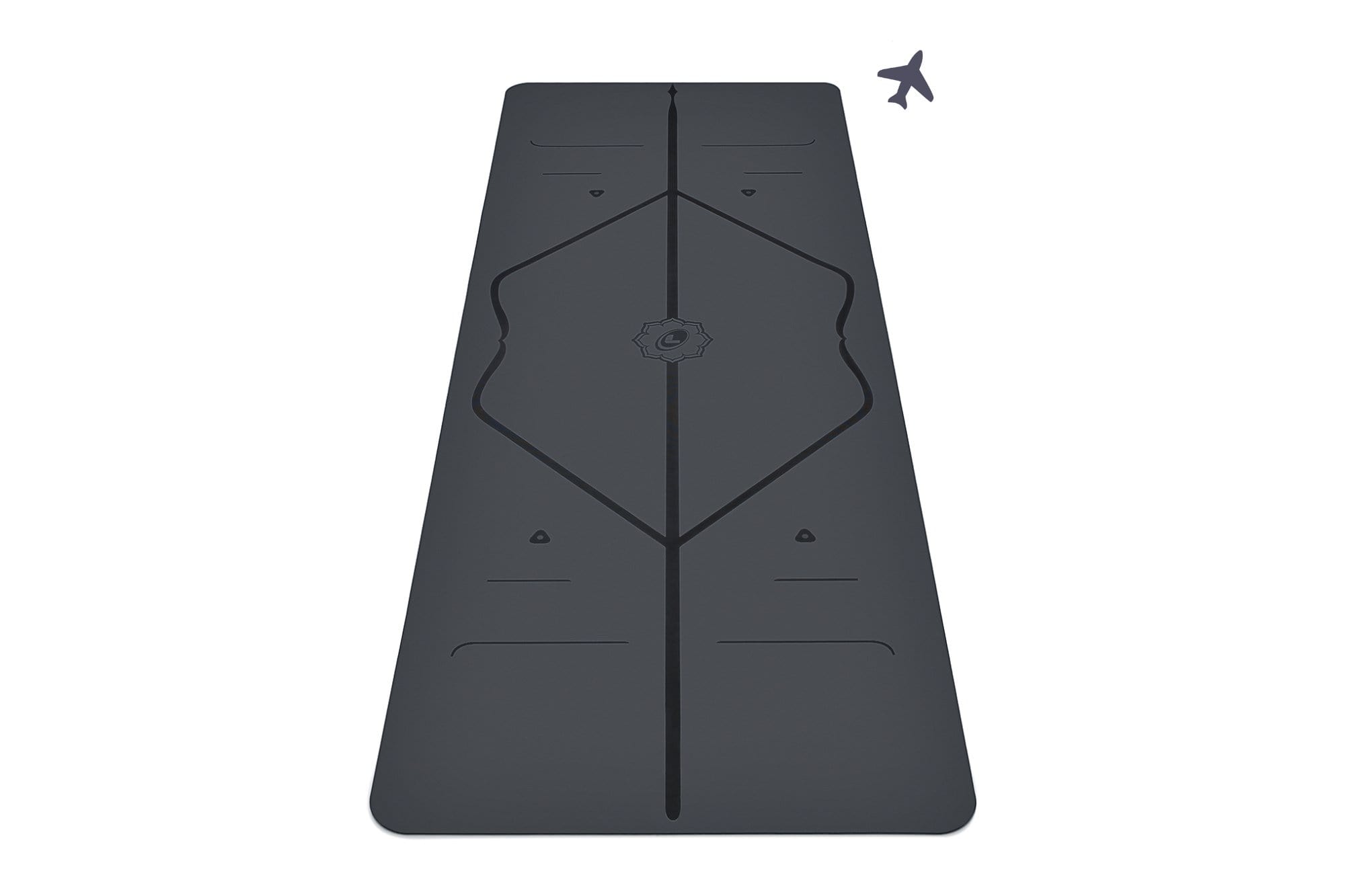 Portrait view of grey travel Yoga mat from Liforme